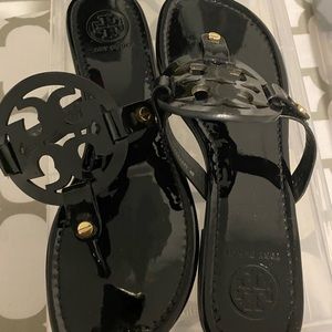 Tory Burch Miller Patent Black Sandals